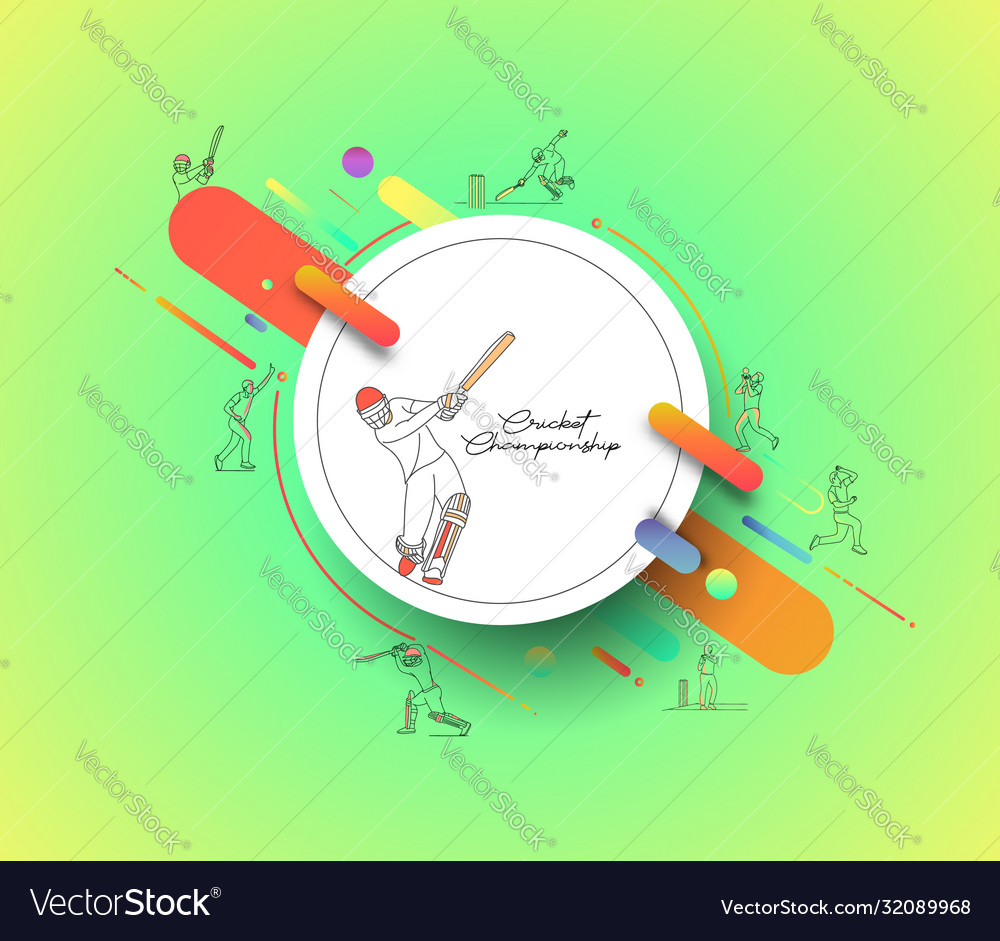 Abstract colorful pattern with batsman and bowler