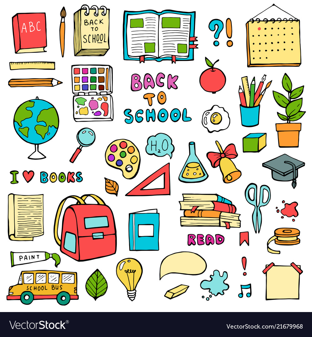 Back to school hand drawn doodles set with Vector Image