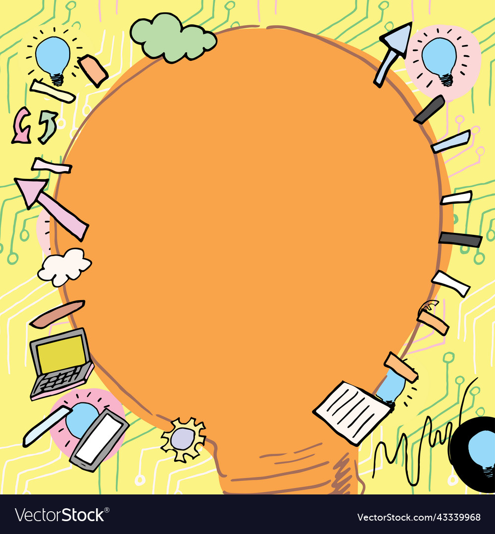 Big lightbulb drawing with important messages vector image Big lightbulb drawing with important messages