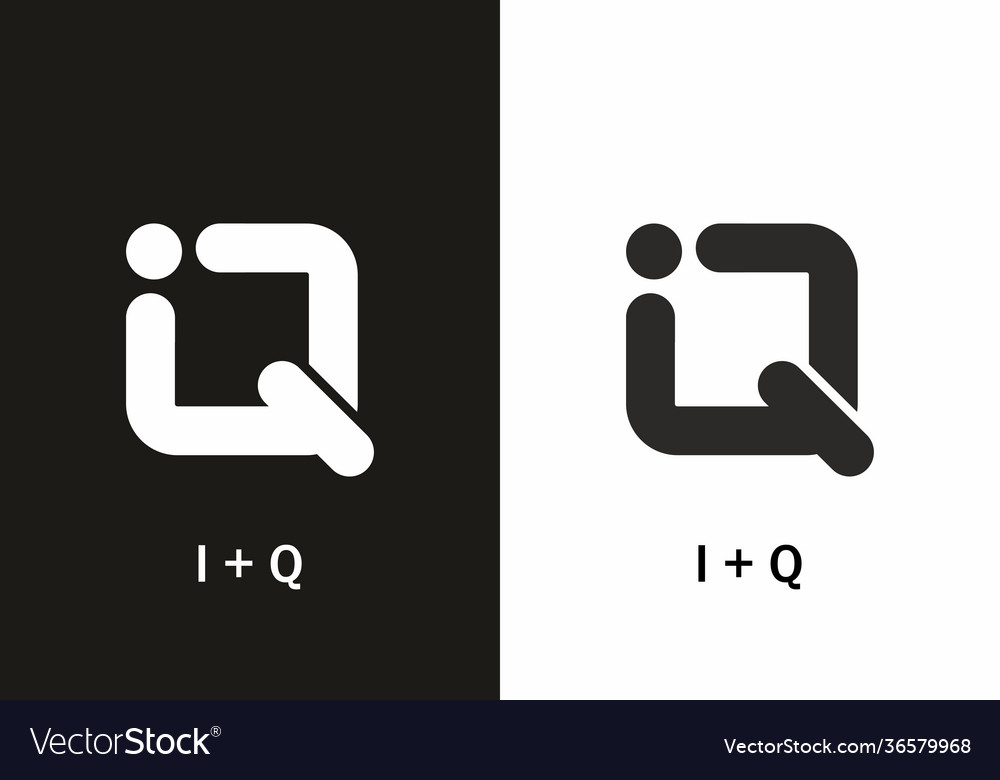 Black and white iq initial letter Royalty Free Vector Image