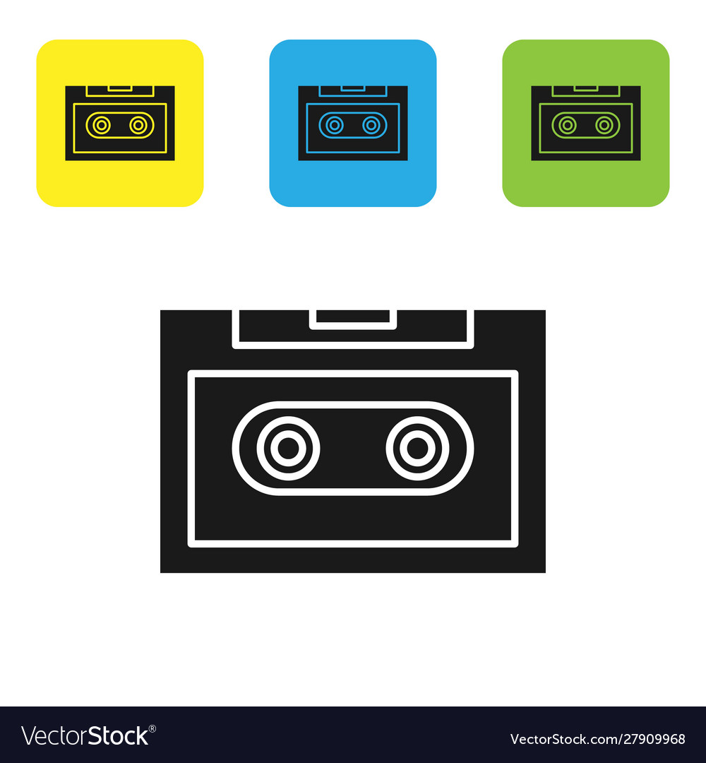 Black Retro Audio Cassette Tape Icon Isolated Vector Image