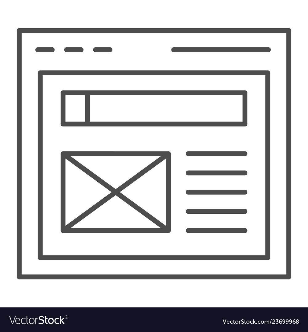 Browser thin line icon website window vector image Browser thin line icon website window