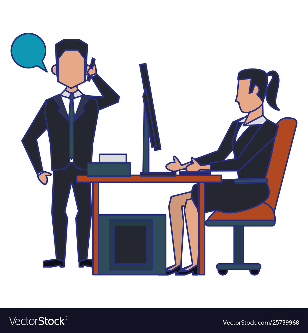 Business people avatars cartoon characters blue