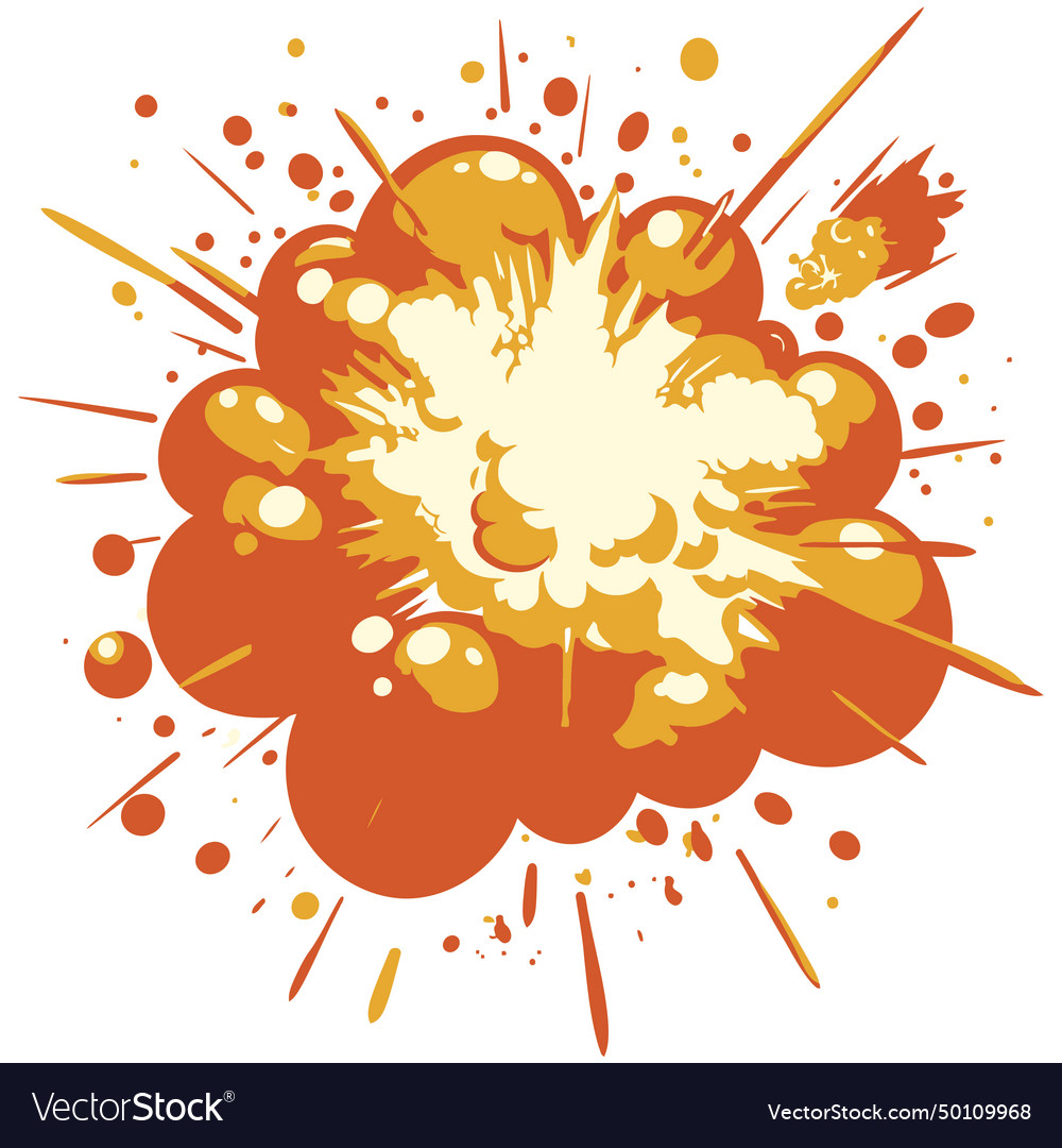 Cartoon explosion in whit background