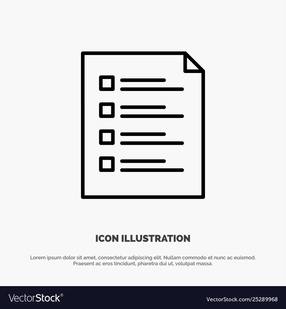 Checklist check file list page task testing line vector image Checklist check file list page task testing line