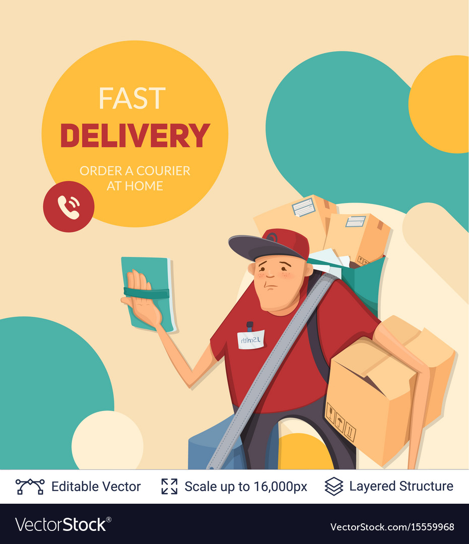 Deliveryman and ad text