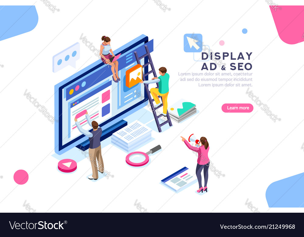 Display Campaign Flat Isometric Banner Royalty Free Vector