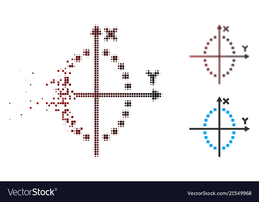 Dissipated pixel halftone ellipse plot icon vector image Dissipated pixel halftone ellipse plot icon