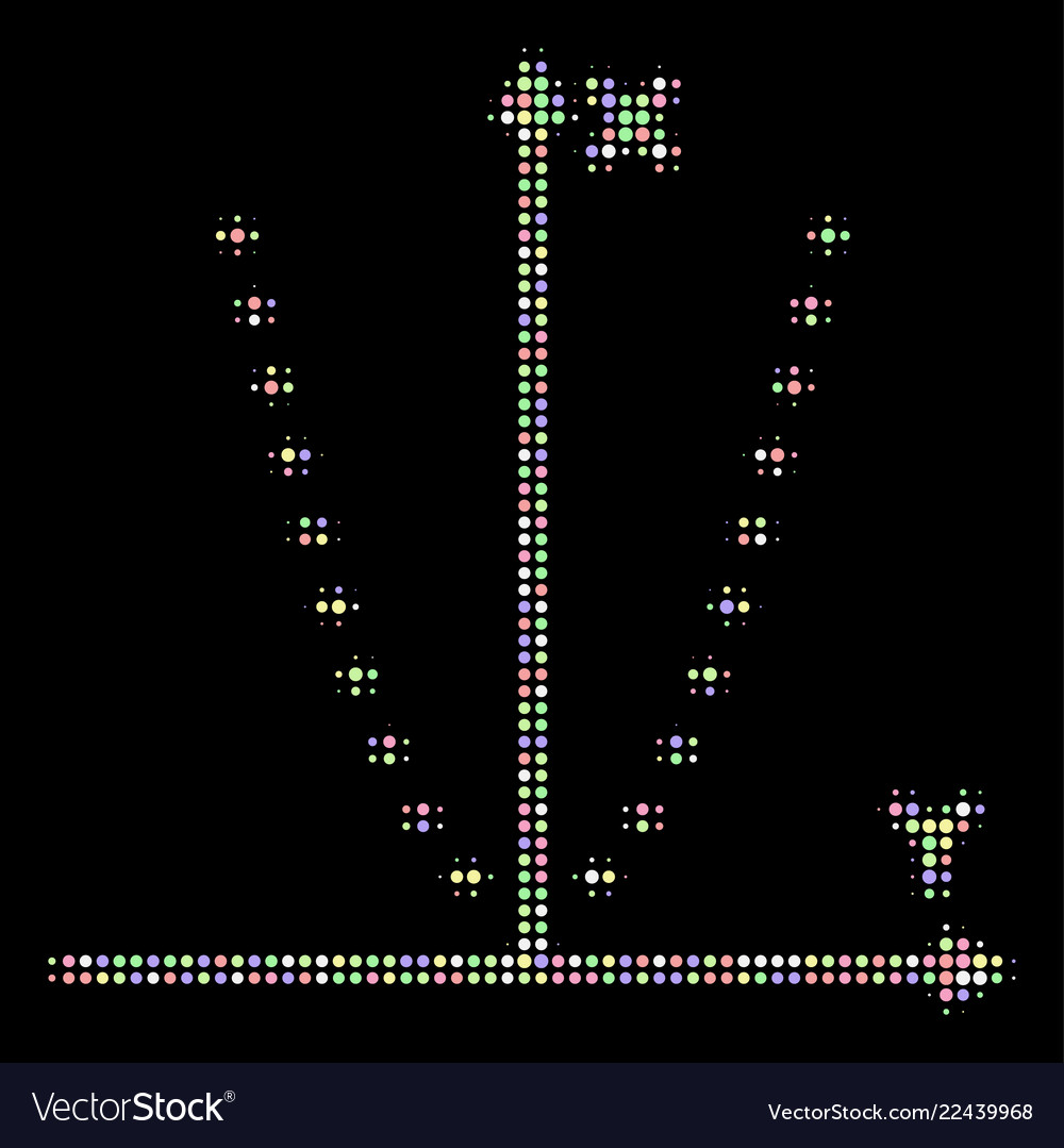 Dotted parabola plot halftone composition of dots vector image Dotted parabola plot halftone composition of dots