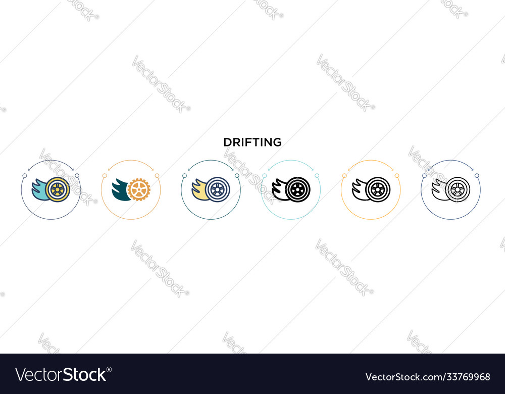 Drifting icon in filled thin line outline Vector Image Drifting icon in filled thin line outline