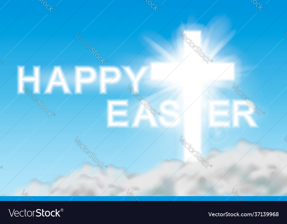 Easter background cross and heaven with white