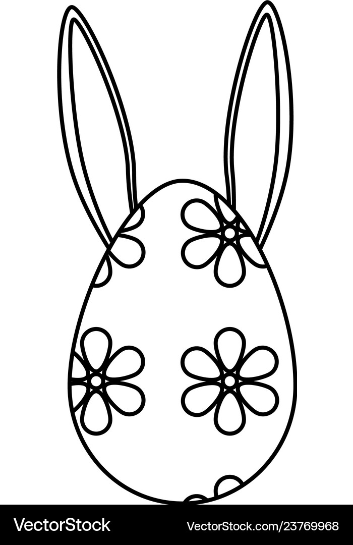 Egg painted with rabbit ears easter icon Vector Image