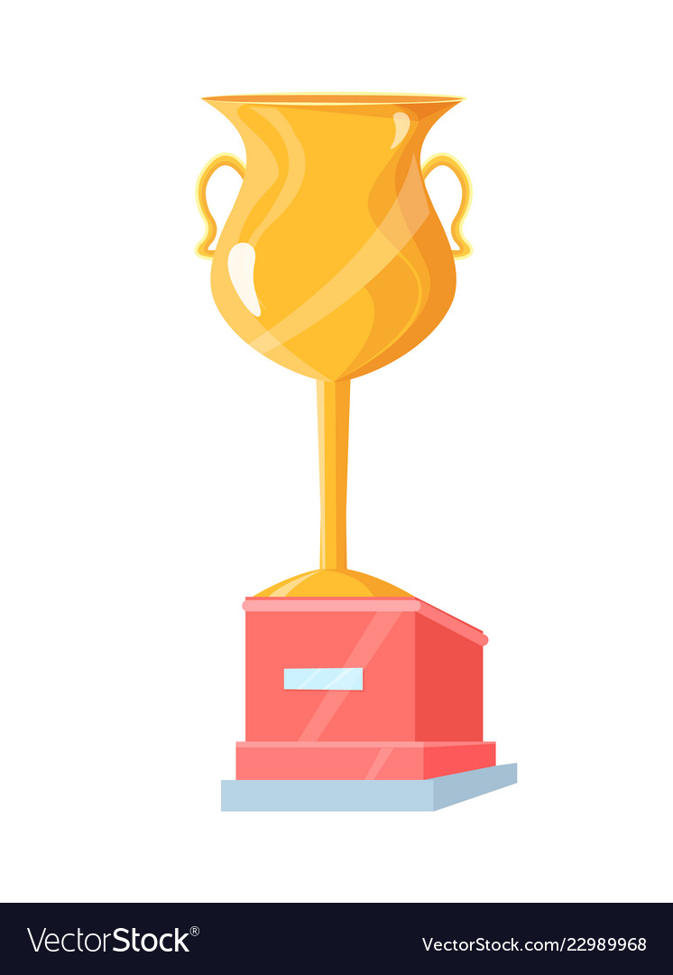 Golden trophy cup on pedestal Royalty Free Vector Image