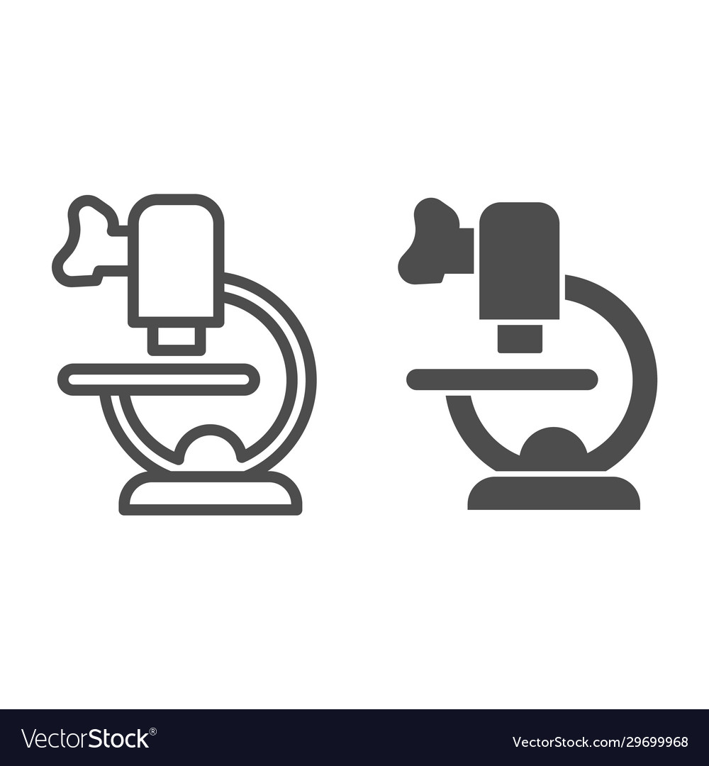 Microscope line and solid icon laboratory tool vector image Microscope line and solid icon laboratory tool