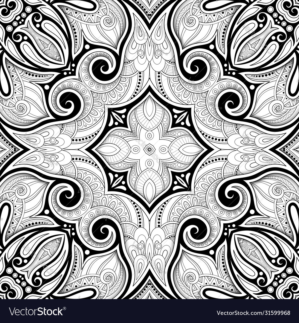 Monochrome seamless pattern with mosaic motif vector image Monochrome seamless pattern with mosaic motif