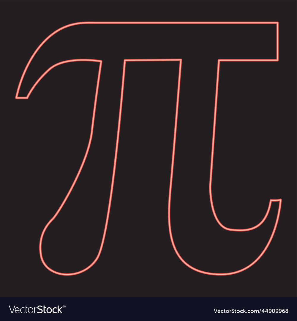 Neon symbol pi red color image flat style vector image Neon symbol pi red color image flat style