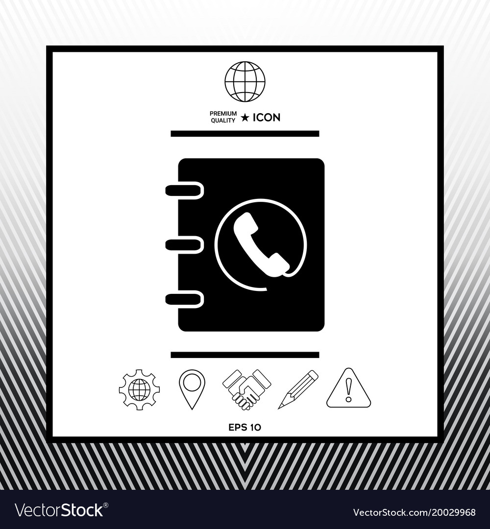 Notebook address phone book icon with handset