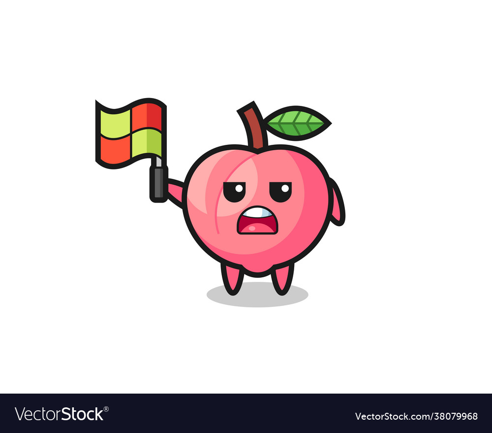 Peach character as line judge putting flag up vector image Peach character as line judge putting flag up
