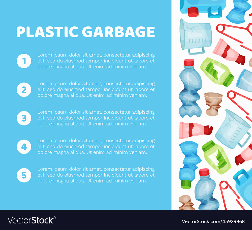 Plastic garbage and trash banner design