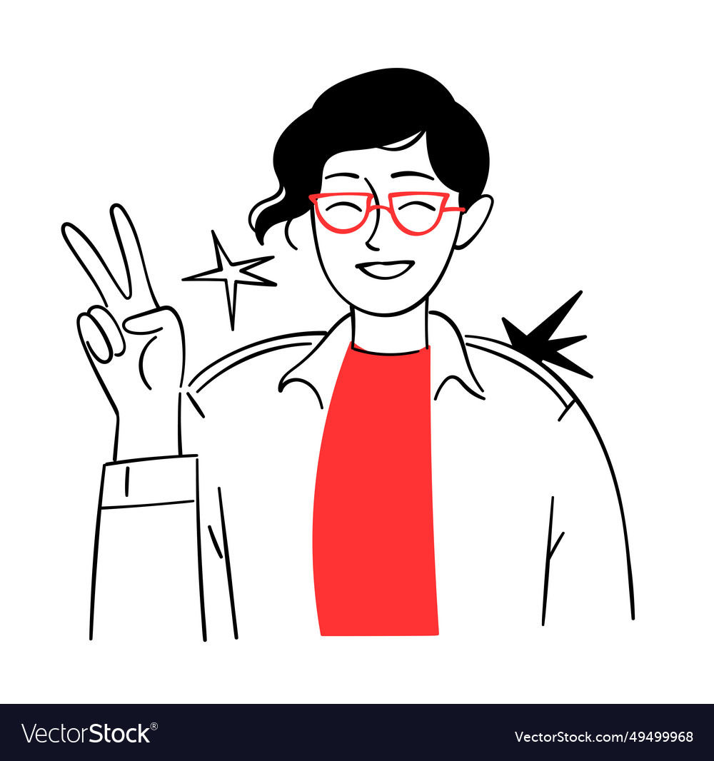 Portrait Of Woman Showing V Sign Royalty Free Vector Image