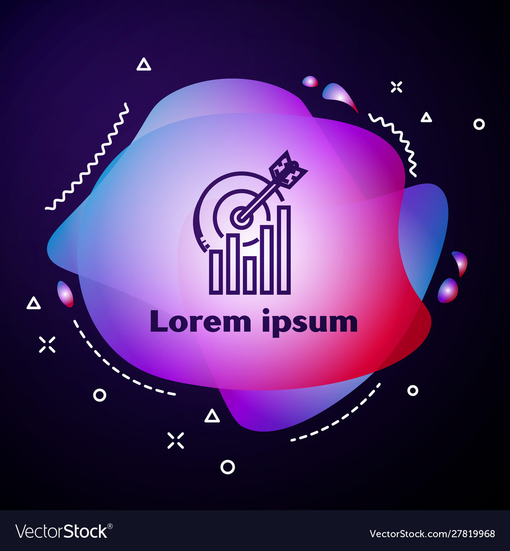 Purple line target with graph chart icon isolated vector image Purple line target with graph chart icon isolated