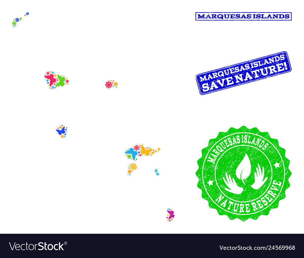 Save nature composition of map marquesas vector image Save nature composition of map marquesas
