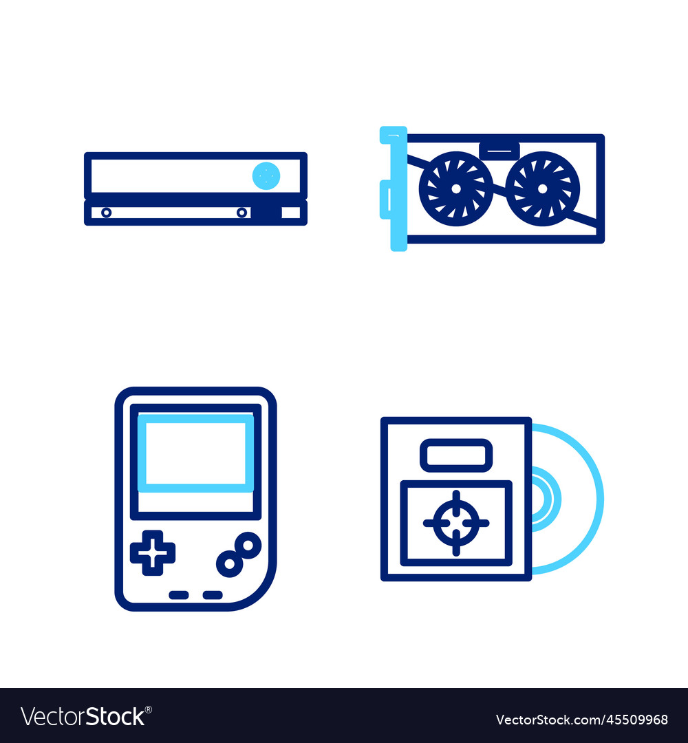 Set line cd or dvd disk in box portable video vector image Set line cd or dvd disk in box portable video