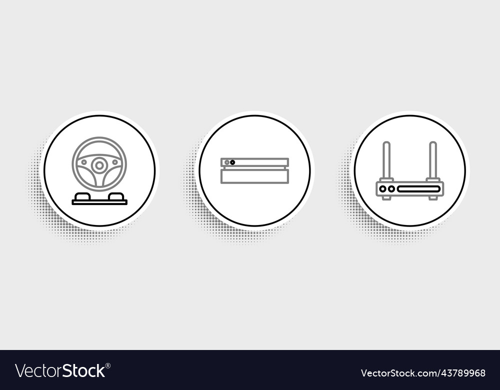 Set line router and wi-fi signal racing simulator vector image Set line router and wi-fi signal racing simulator