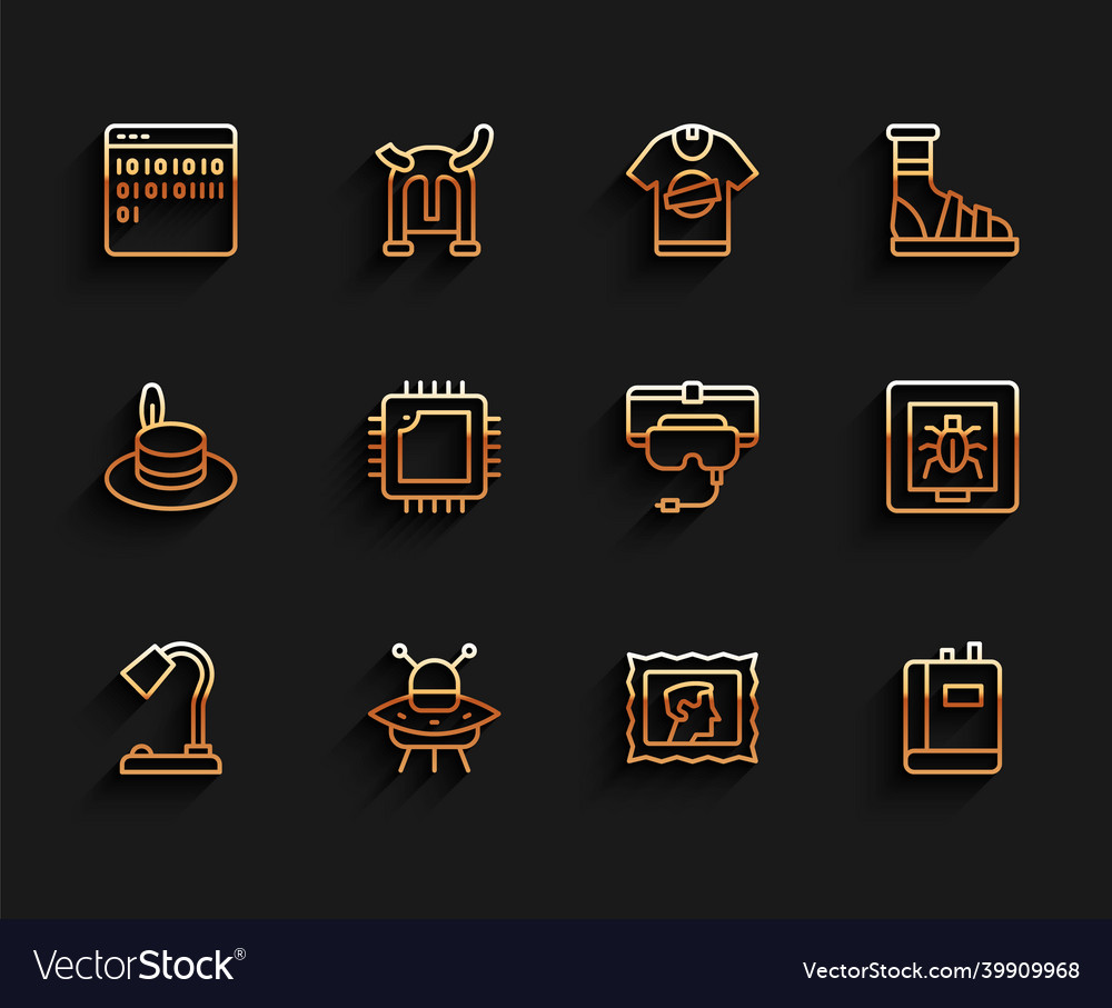 Set line table lamp ufo flying spaceship binary vector image Set line table lamp ufo flying spaceship binary