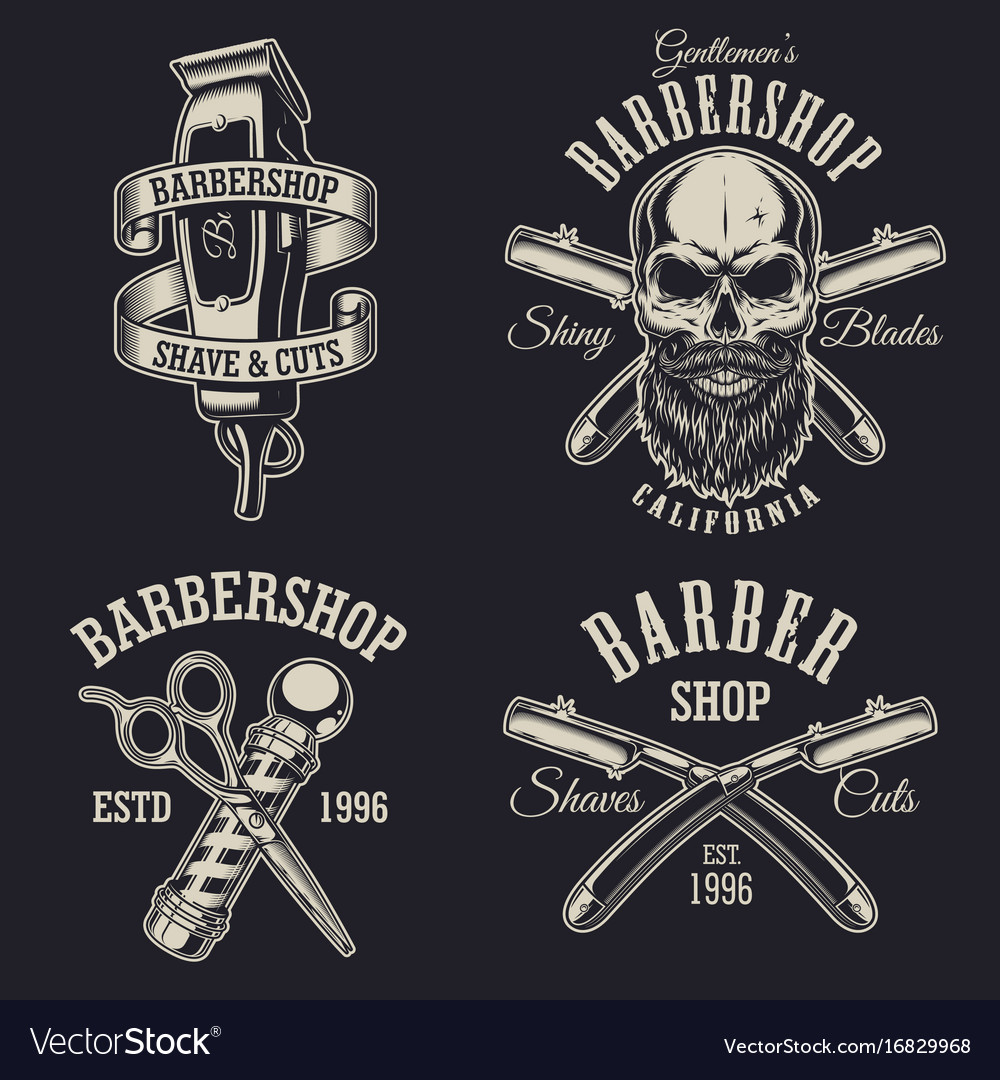 Set Of Vintage Barber Emblems Royalty Free Vector Image Set Of Vintage Barber Emblems Vector Image