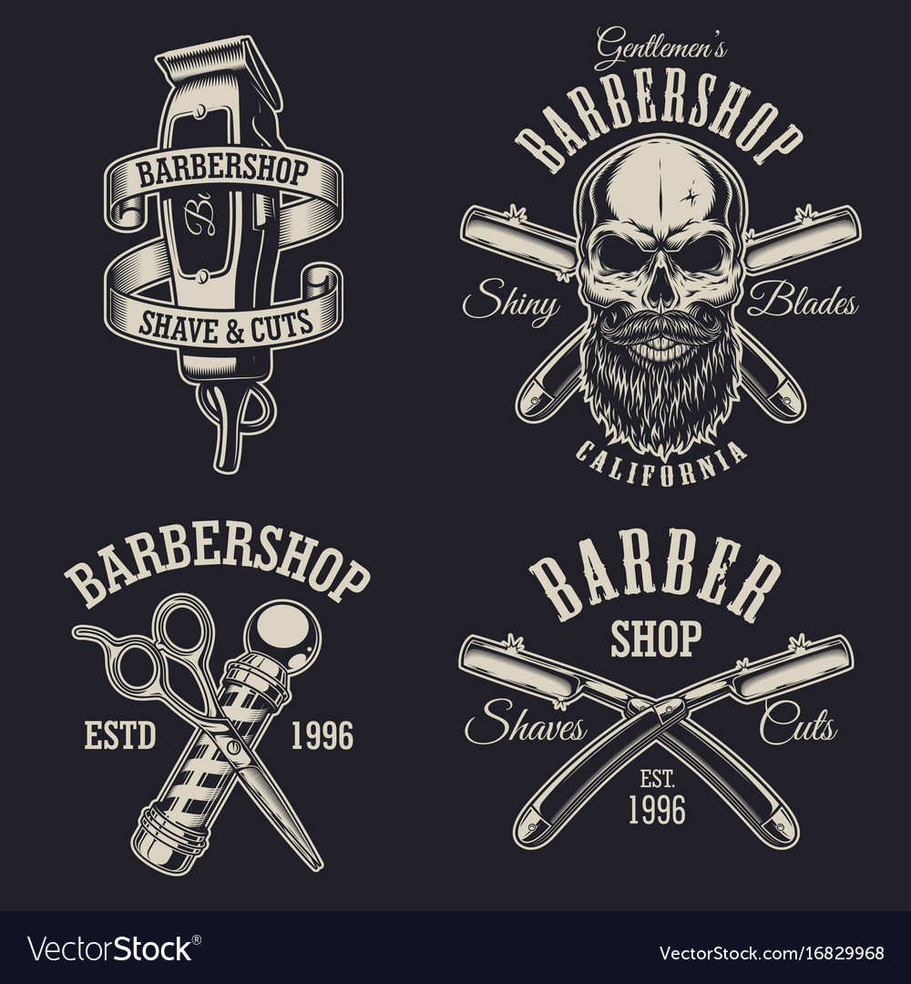 Set of vintage barbershop emblems