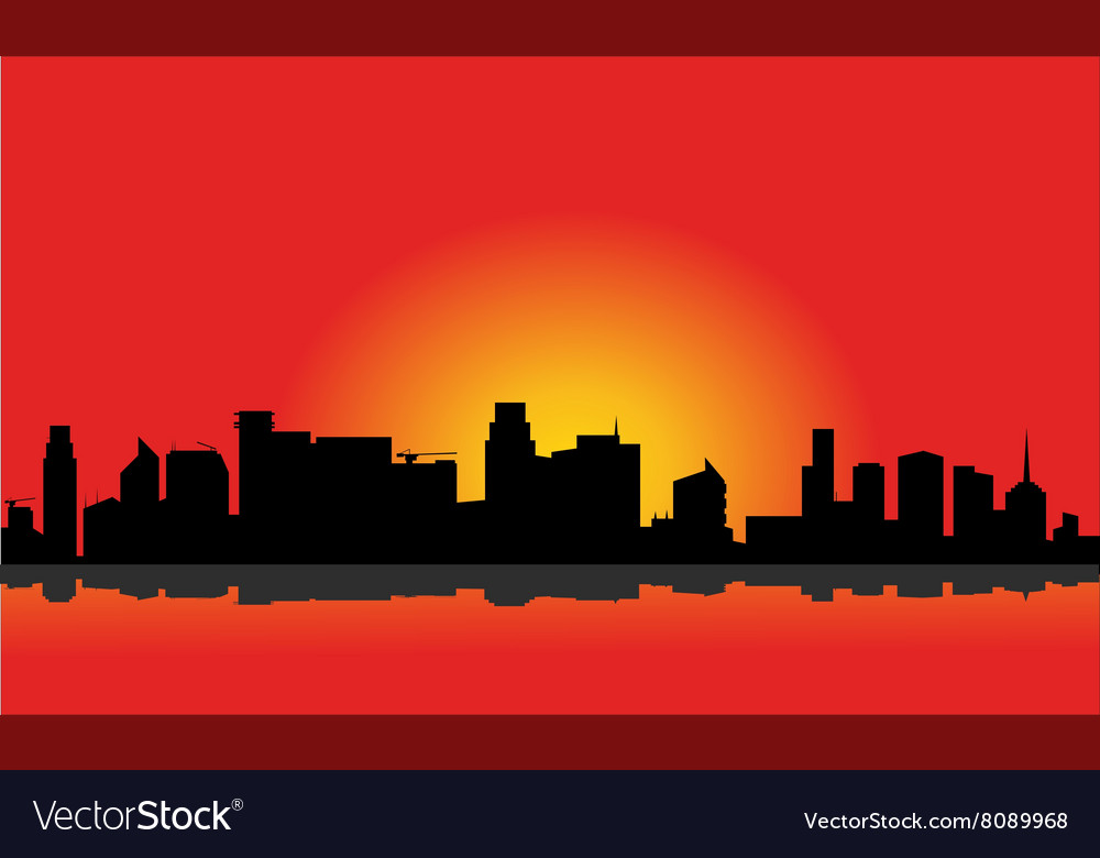 Silhouette of the city at the morning Royalty Free Vector