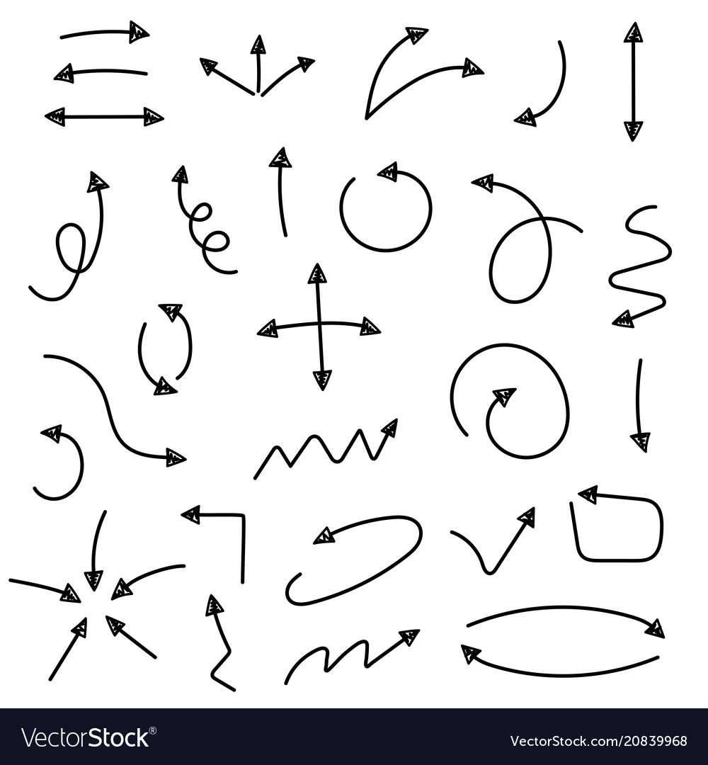 Sketch arrow set for your business and education vector image Sketch arrow set for your business and education