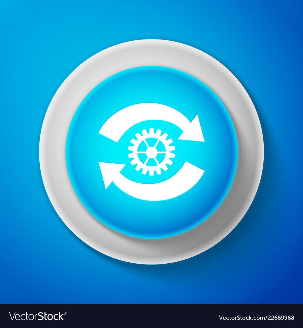 White gear and arrows as workflow concept icon