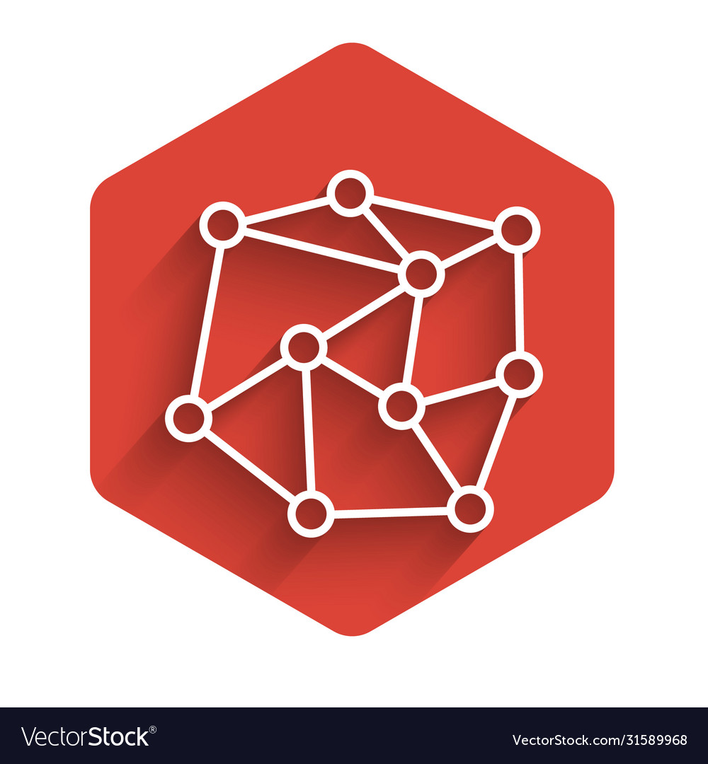 White line neural network icon isolated with long vector image White line neural network icon isolated with long