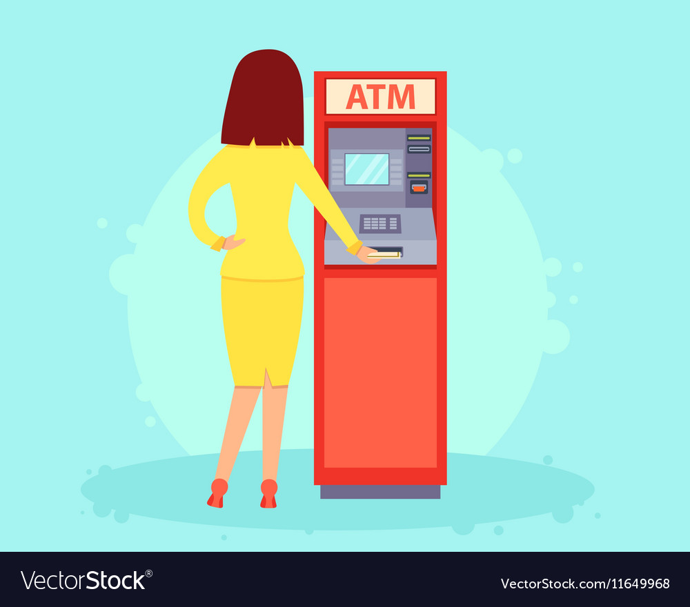 Withdrawing Money From An Atm Royalty Free Vector Image Withdrawing Money From An Atm Royalty