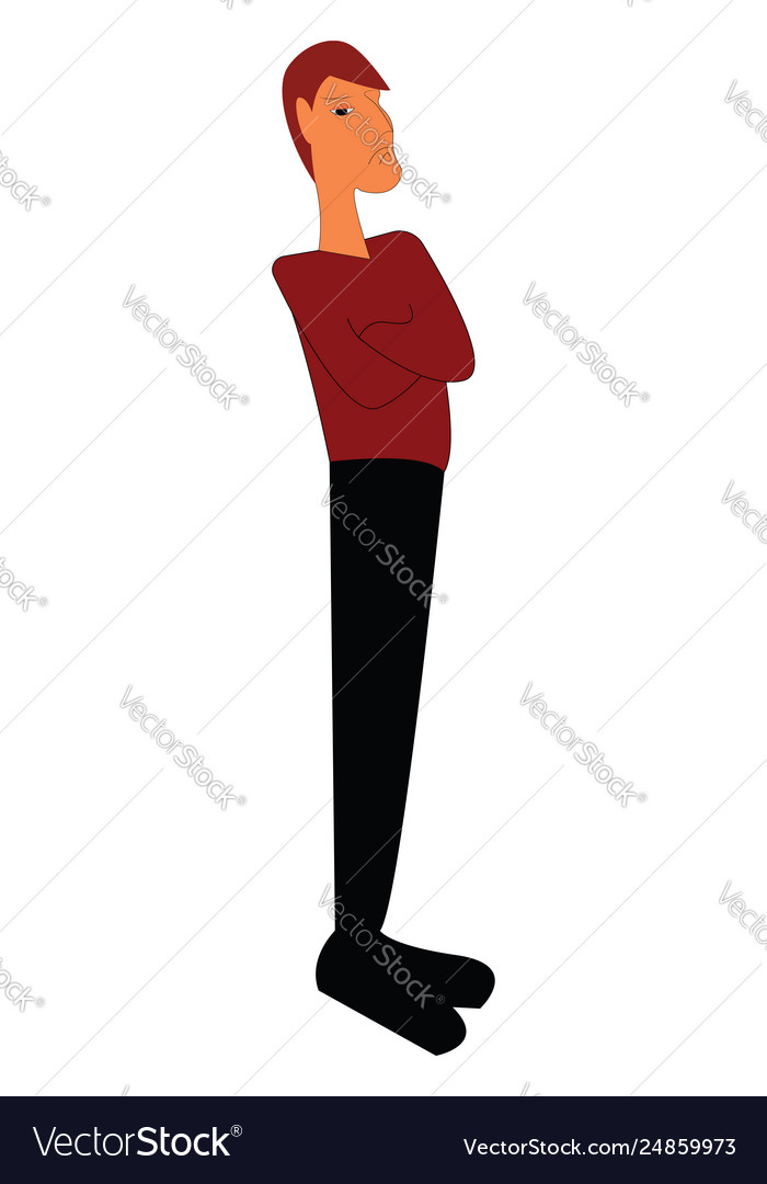 A tall boy is standing crossed hand is not happy Vector Image A tall boy is standing crossed hand is not happy Vector Image