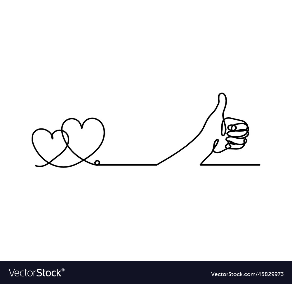Abstract heart with hand as continuous line vector image Abstract heart with hand as continuous line