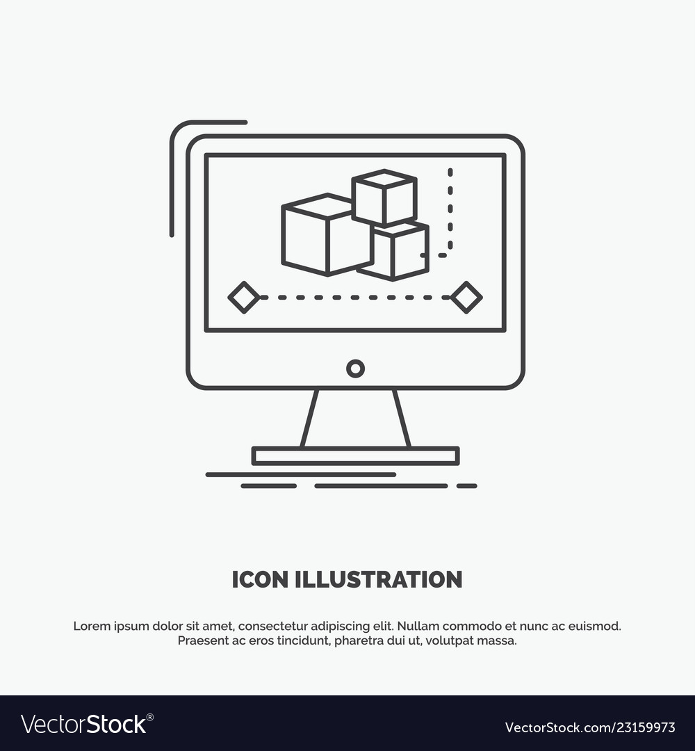 Animation computer editor monitor software icon vector image Animation computer editor monitor software icon