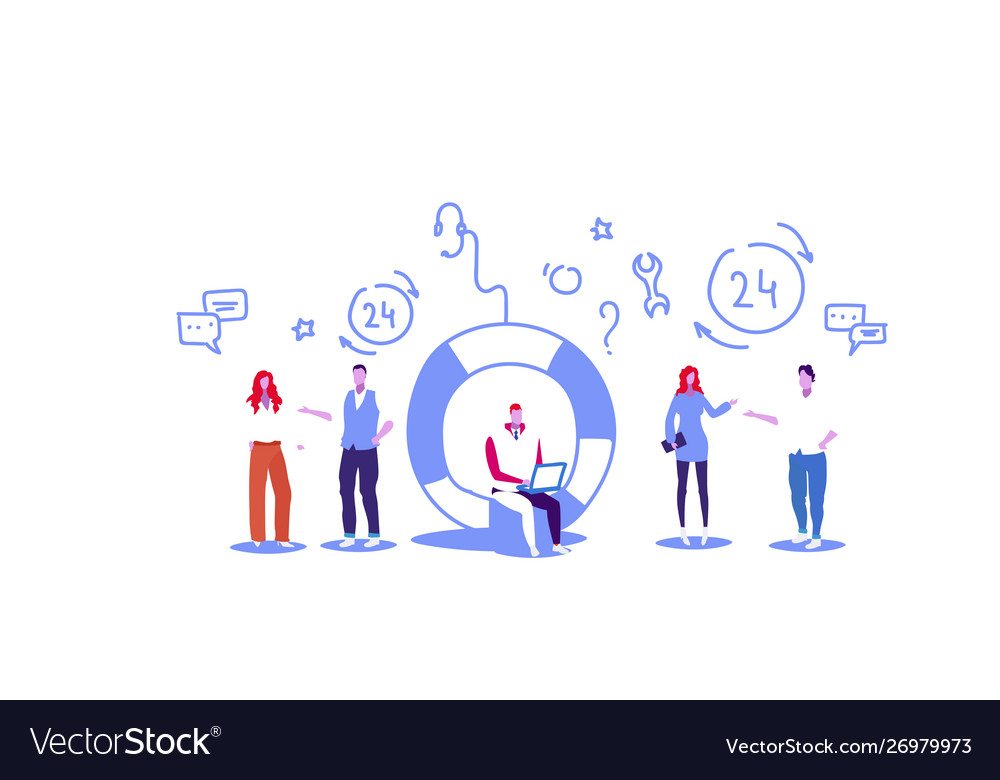 Call center operators working together technical Vector Image Call center operators working together technical