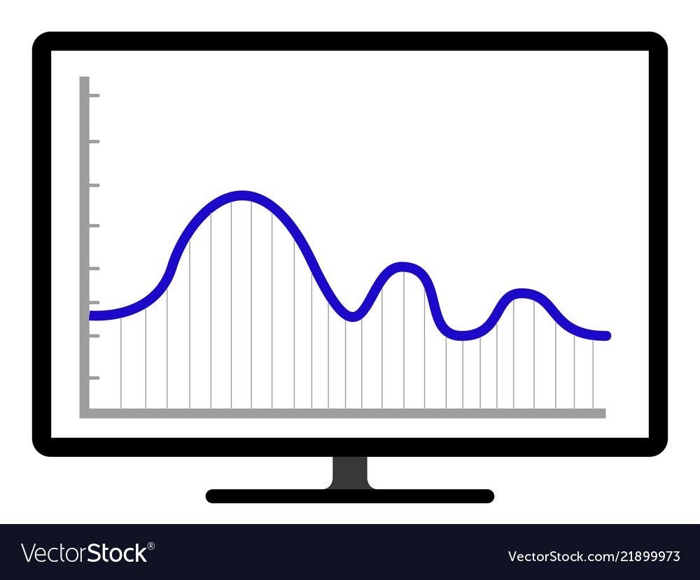 Colored business graph on a computer screen vector image Colored business graph on a computer screen