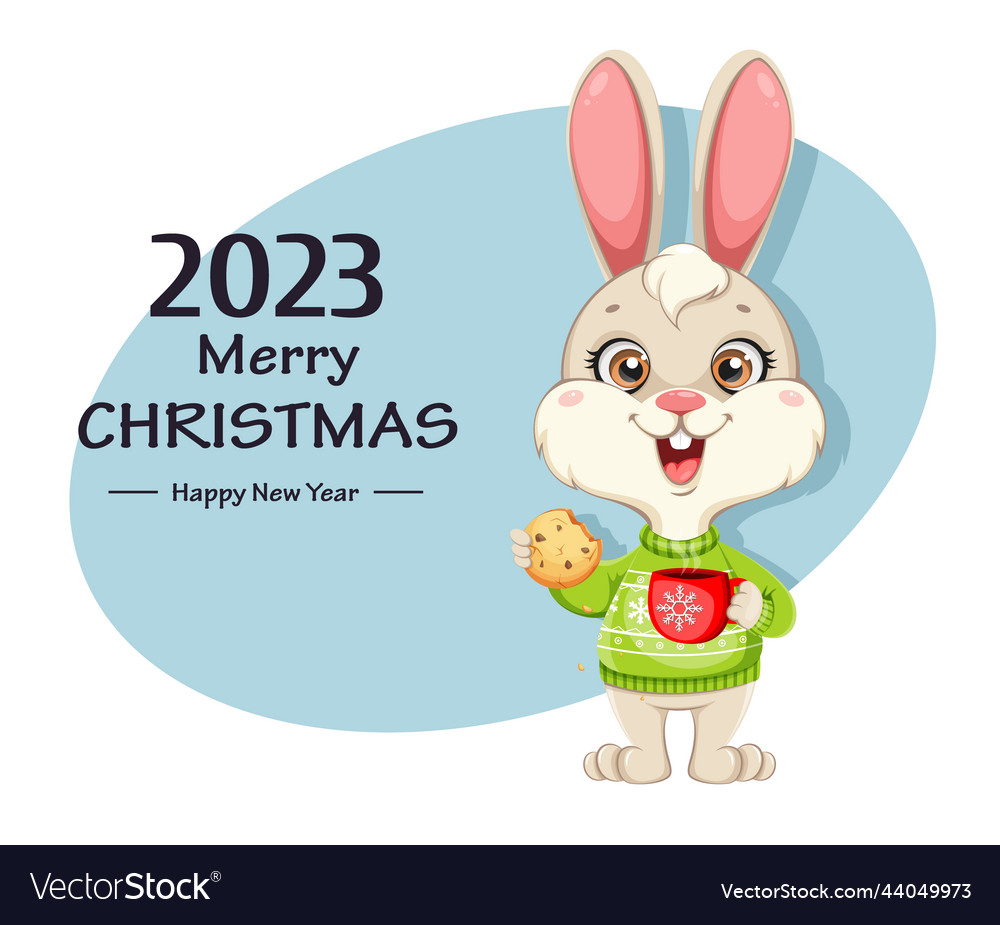 Cute rabbit cartoon character funny bunny