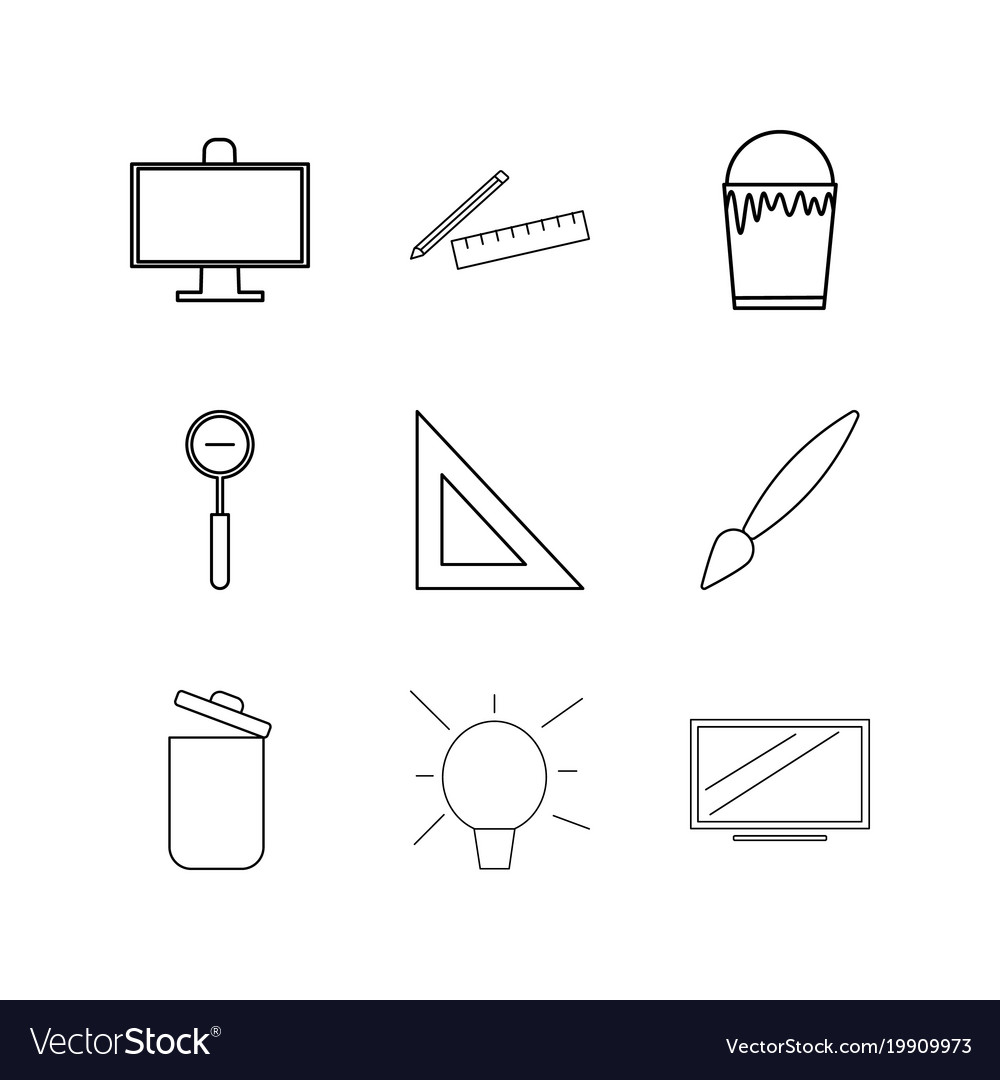Design elements linear icon set simple outline