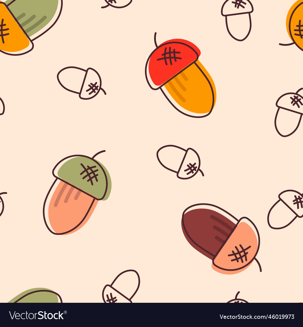 Fall acorns seamless pattern acorn background