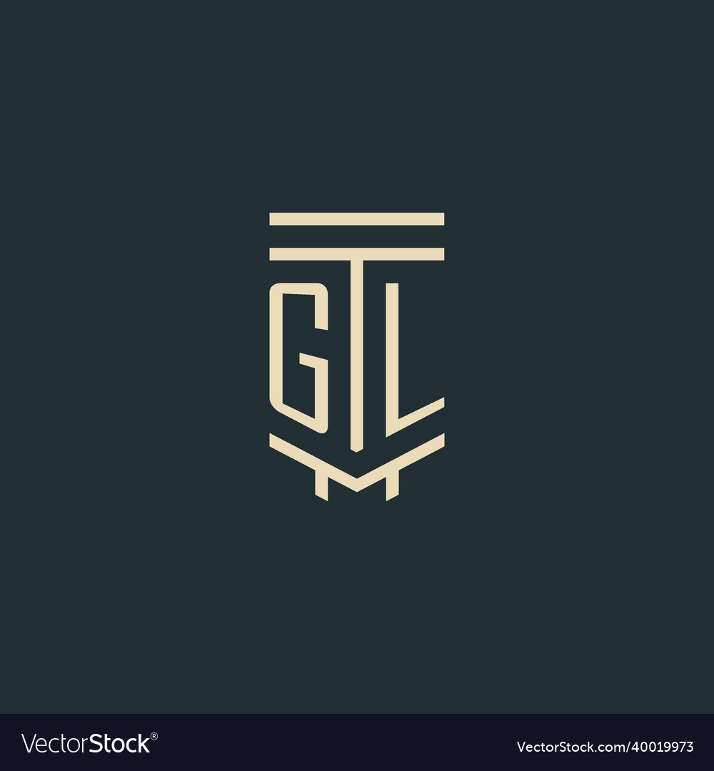 Gl initial monogram with simple line art pillar vector image Gl initial monogram with simple line art pillar