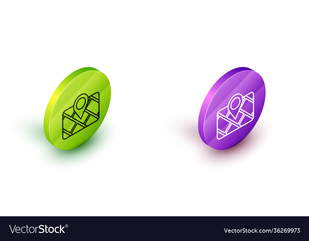 Isometric line gps device with map icon isolated vector image Isometric line gps device with map icon isolated
