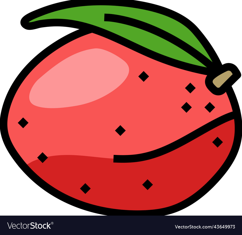 Mango red leaf fruit color icon Royalty Free Vector Image