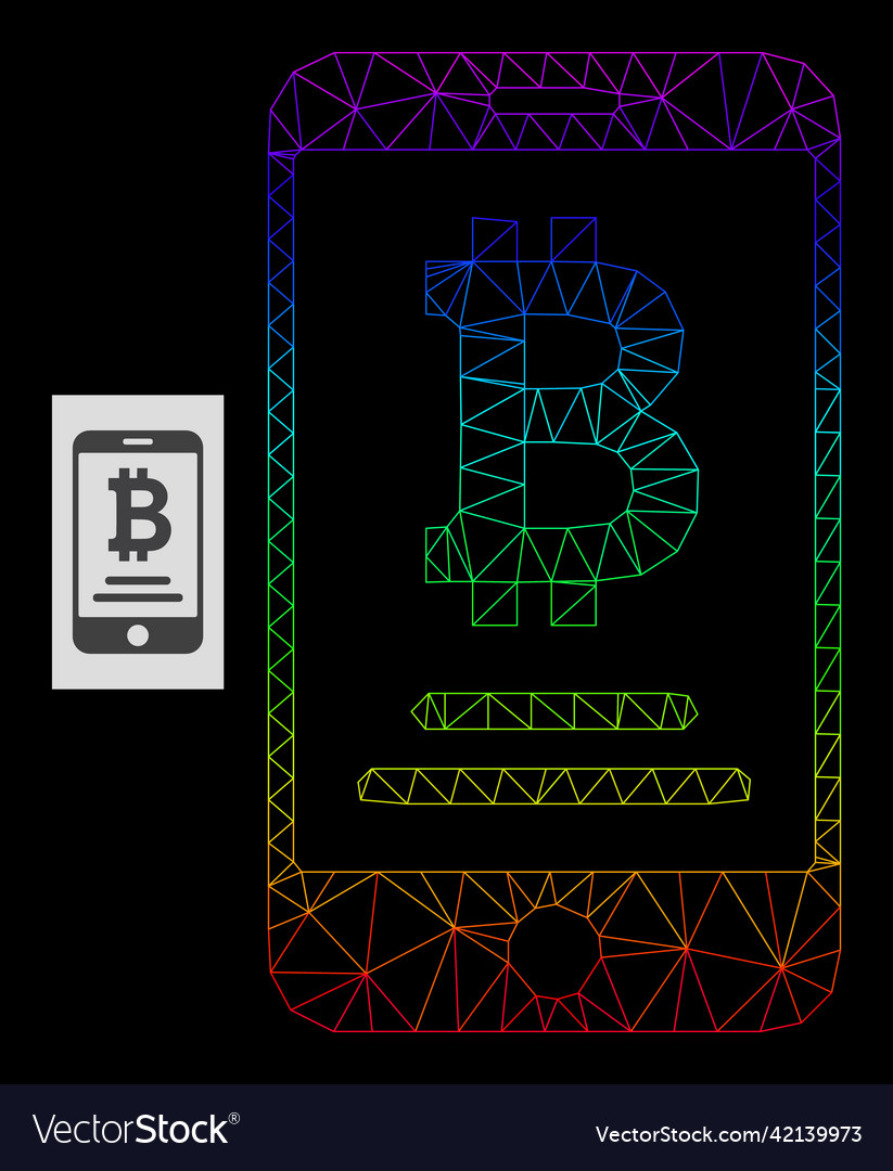 Rainbow gradient polygonal net mobile bitcoin