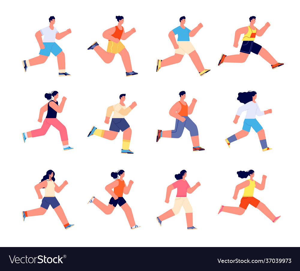 Running athletes characters profile jogger Vector Image