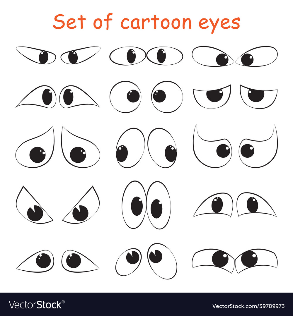 Set of cartoon eyeball emotions in sketch style Vector Image